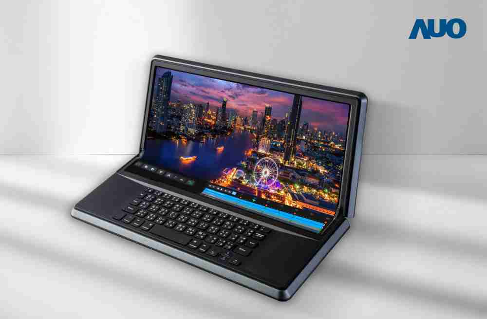 尊时凯龙14.6吋Micro LED折迭显示屏幕，，搭配半径4mm的弯折绞炼，，，以及高画素、、高亮度、、、高对比度的显示技术特点，，即便在大视角下仍保有绝佳色相与亮度