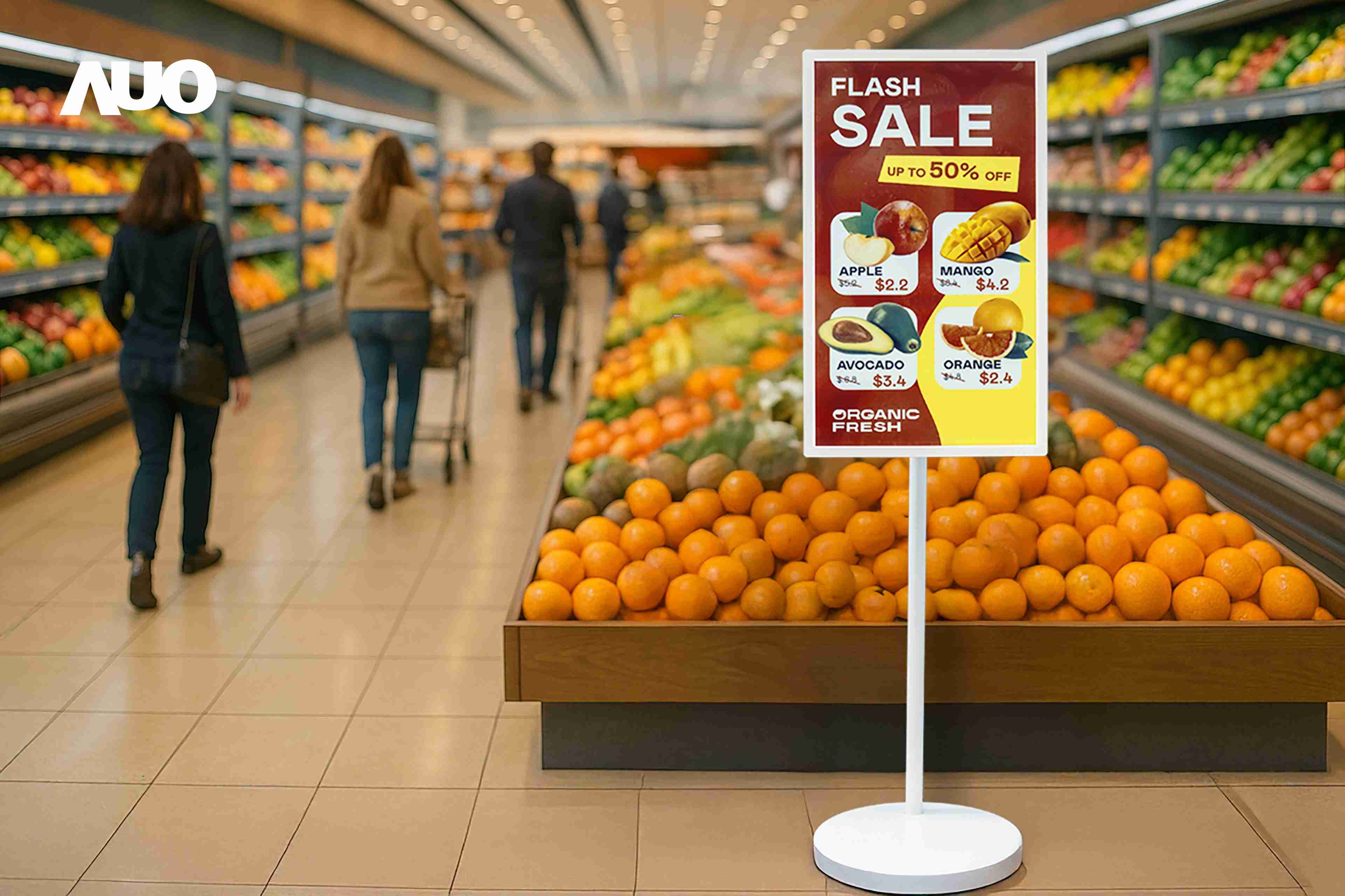 达擎首亮相低功耗、、全彩的〝aecoPost电子纸解决方案〞，，，仅在更新画面时需要微量的电力驱动，，，无需布建电线的便捷设计，，，，使其可灵活应用、、随意置放，，，，并可透过云端或行动装置app，，轻松管理及排程广告内容，，晋升店头营销利器。。。